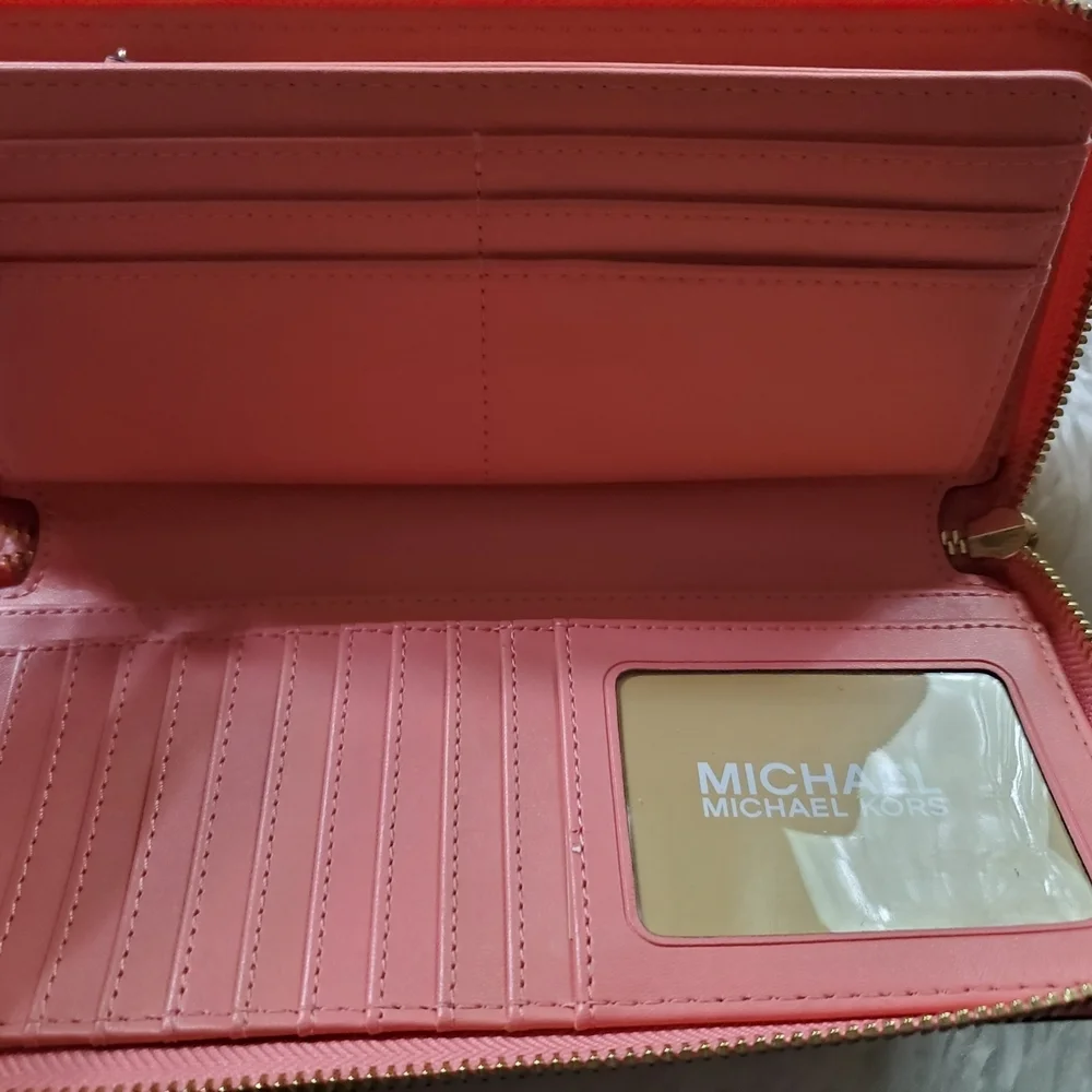 Michael Kors Coral Leather Wristlet